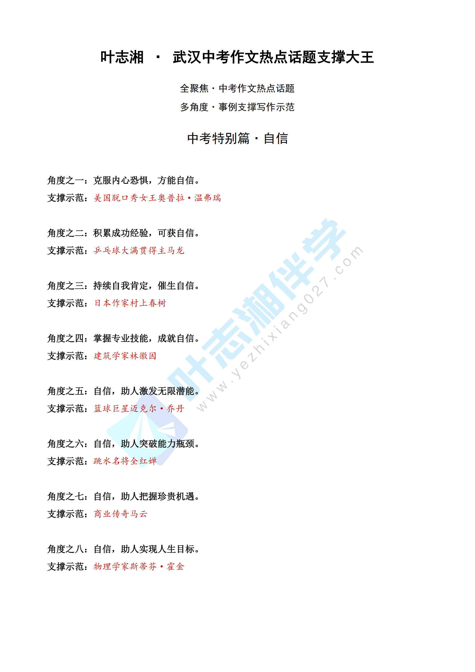 叶志湘 · 武汉中考作文热点话题支撑大王·中考特别篇 - 目录_00.png